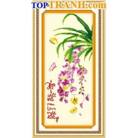Tranh thêu tứ quý (Lan)